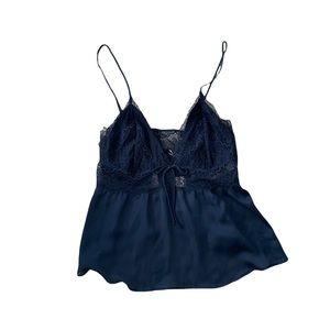 NWT Victoria’s Secret Stretch Lace and Satin Camisole | Navy | Size XL